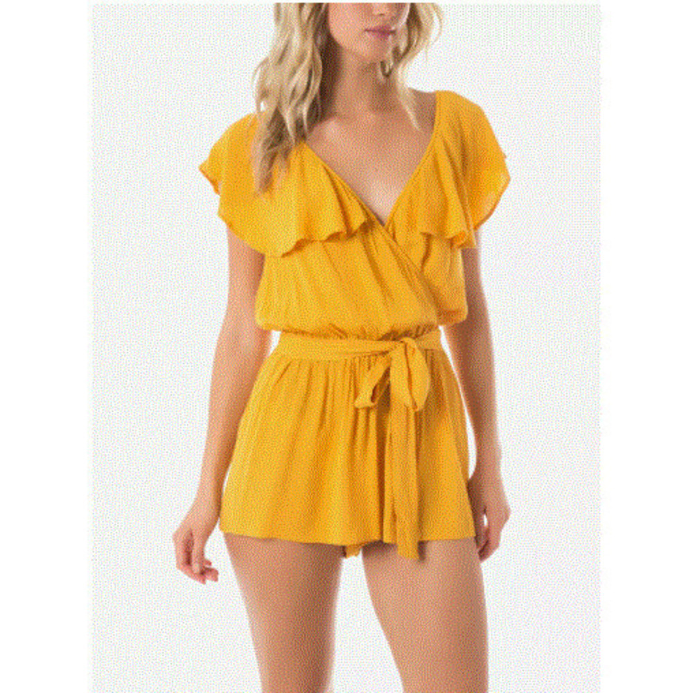 O'Neill Women's Ruffled Romper Swim Cover-Up M Medium